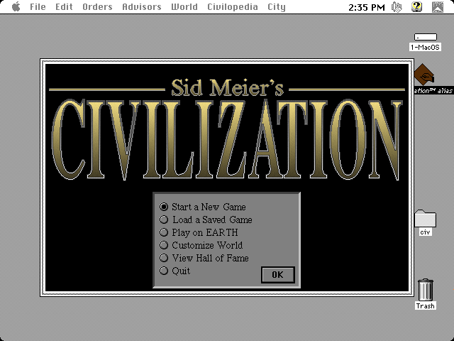 Civilization 1 for Mac - Splash